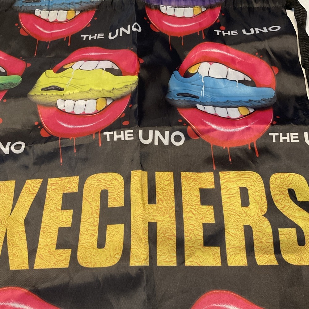 The Uno Lips Sketchers Shoes Drawstring Backpack Bag 20x16 Gym Bag. Lightweight - Picture 3 of 3